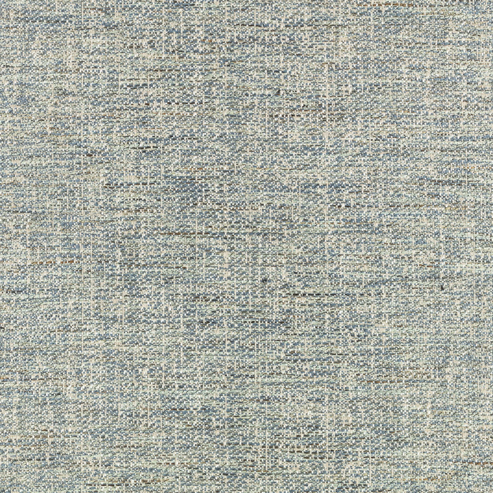Close view of muted aviator blue weave with cream flecks and fine crosshatching