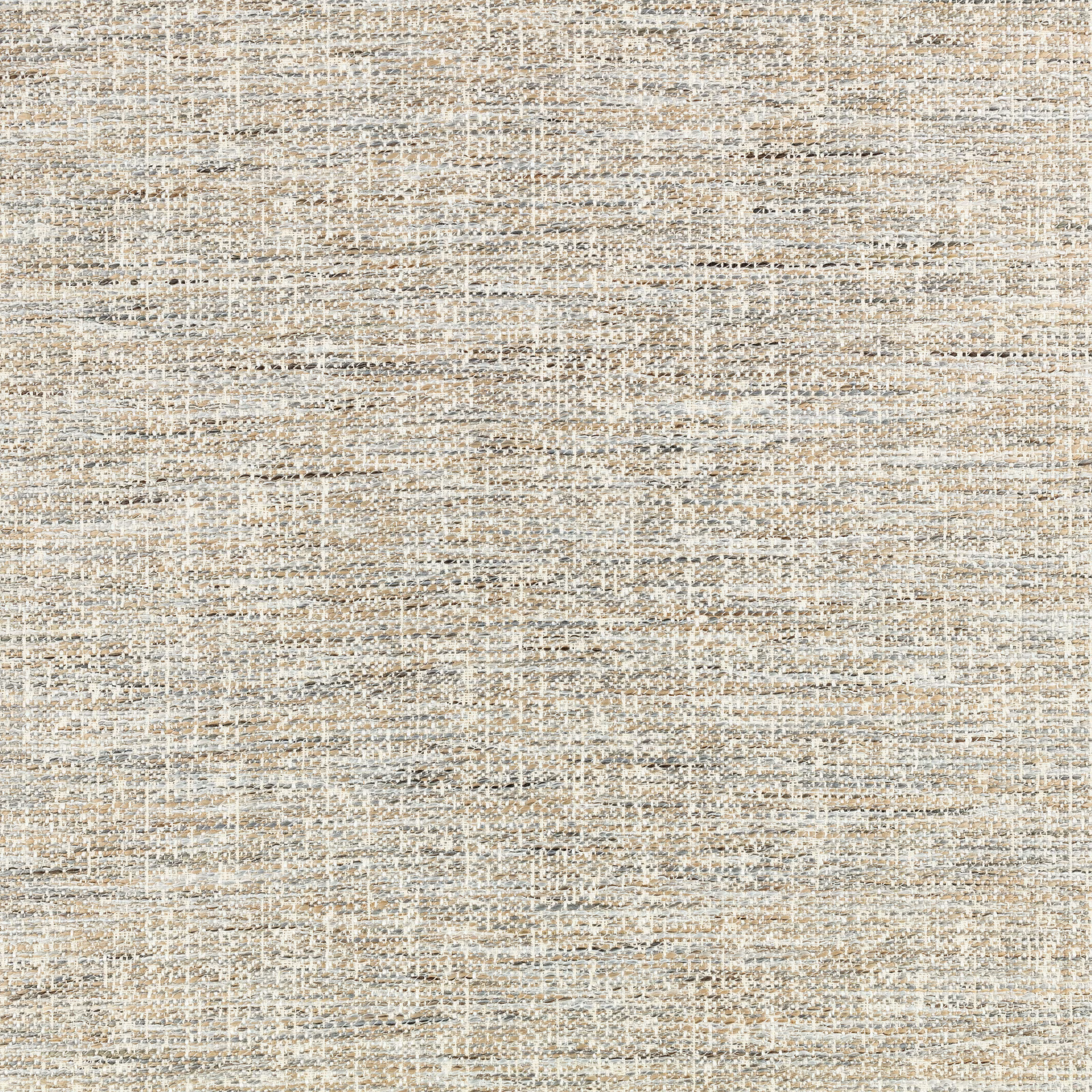 Close-up of soft beige-grey woven textile with fine horizontal slubs and flecked texture