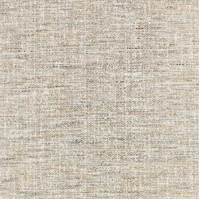 Close-up of soft beige-grey woven textile with fine horizontal slubs and flecked texture