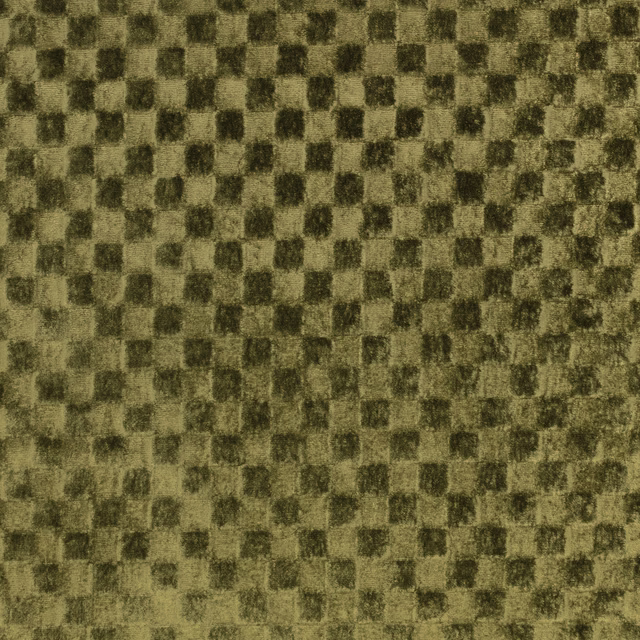 Mottled olive-green check textile with softly brushed texture and dark moss squares