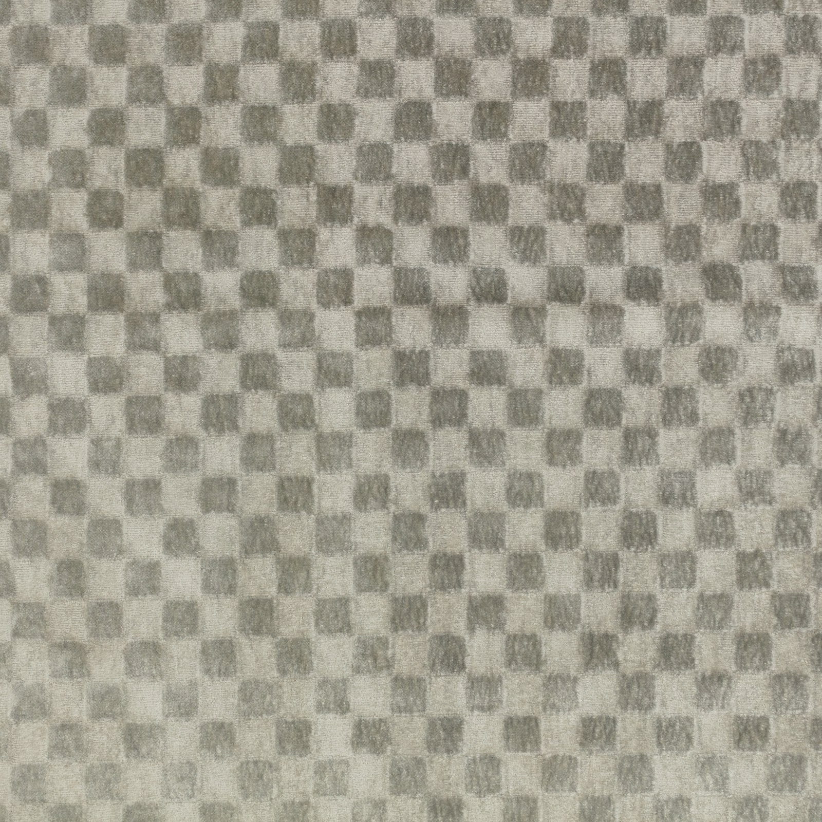 Cool silver-grey woven check with softly mottled texture and tiny square pattern