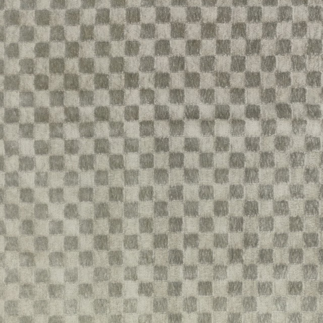 Cool silver-grey woven check with softly mottled texture and tiny square pattern