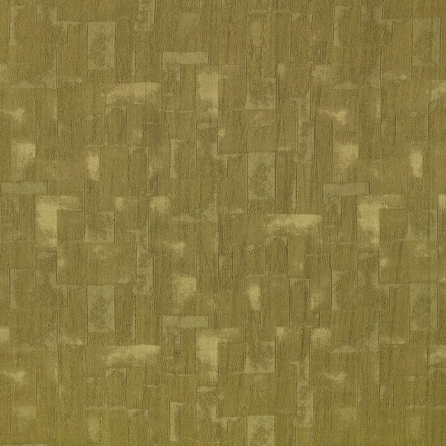 Cypress olive textured fabric with layered abstract rectangular patchwork and weathered golden highlights