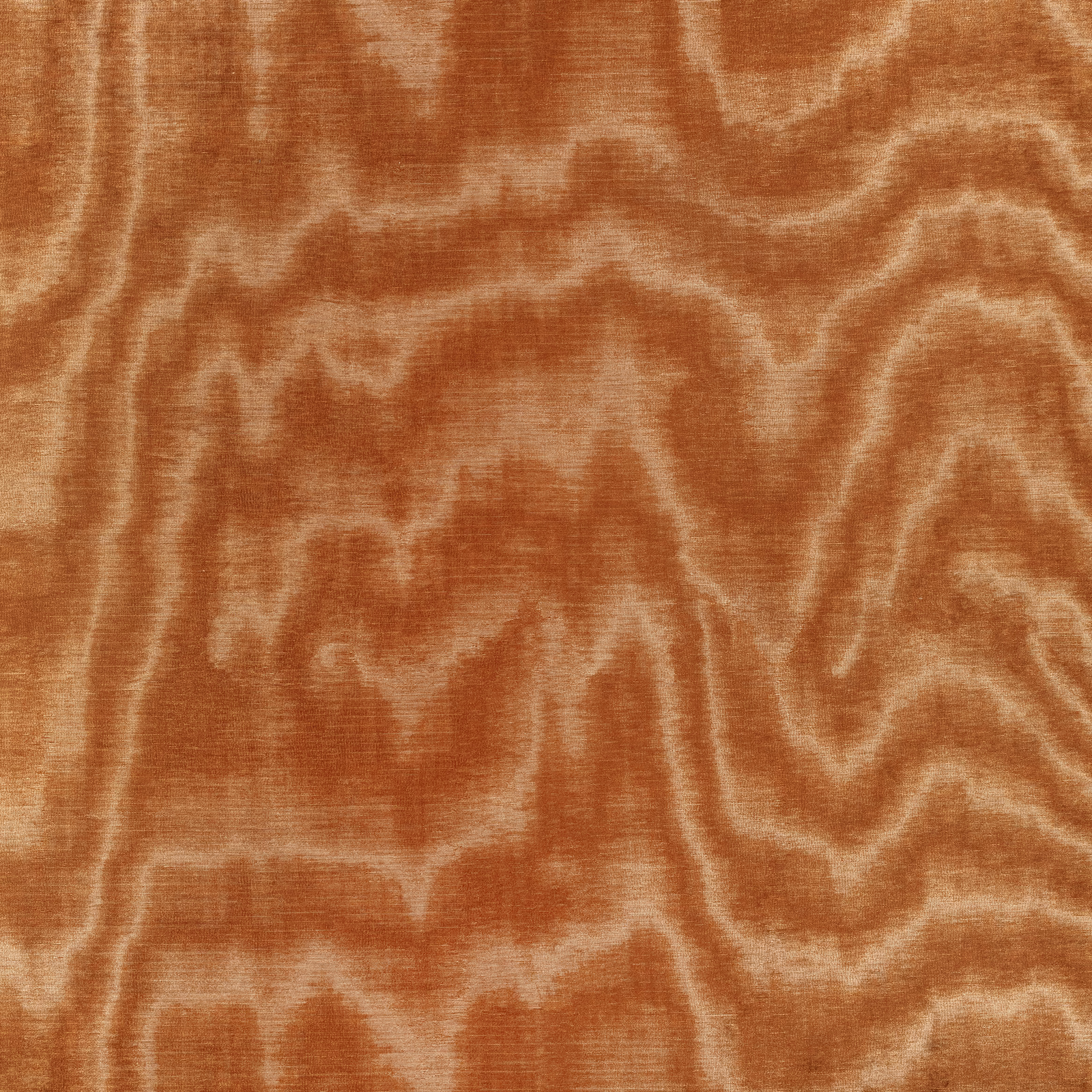 Warm cognac textile with flowing cream trails and fine horizontal surface texture