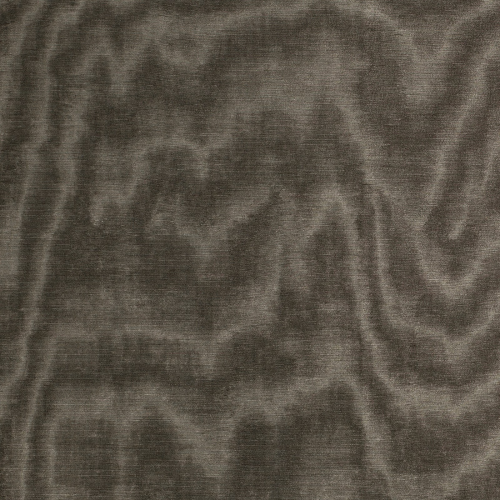 Smoky taupe-brown fabric with cloudy vertical marbling and a soft directional sheen
