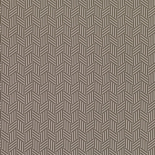 Warm taupe woven fabric with repeating vertical chevron geometry and fine contrast lines