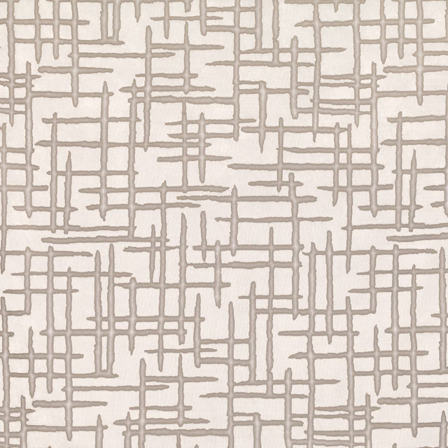Warm ivory fabric with taupe-grey irregular intersecting lines and subtle woven texture