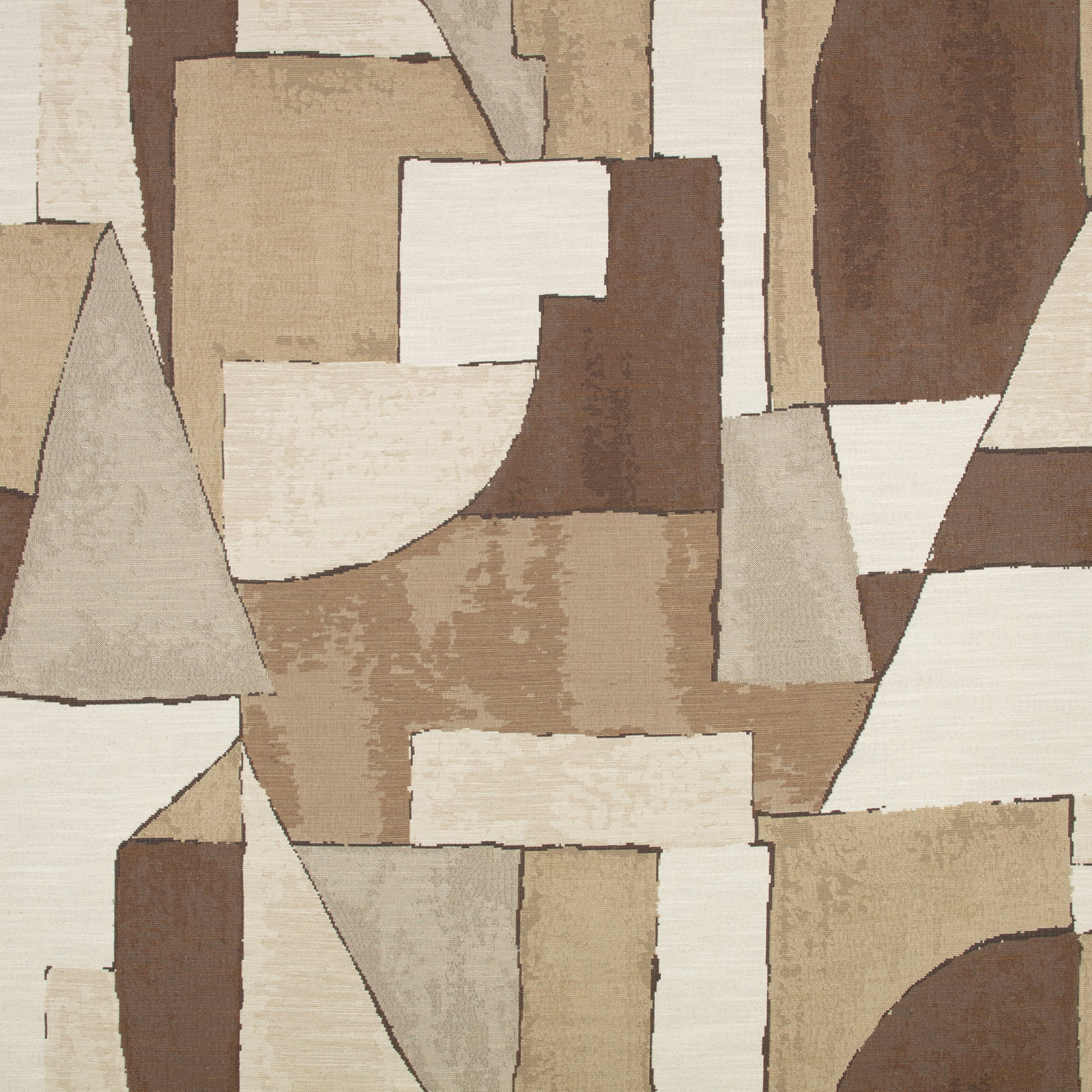 Cream, taupe and brown abstract block motif with visible woven texture