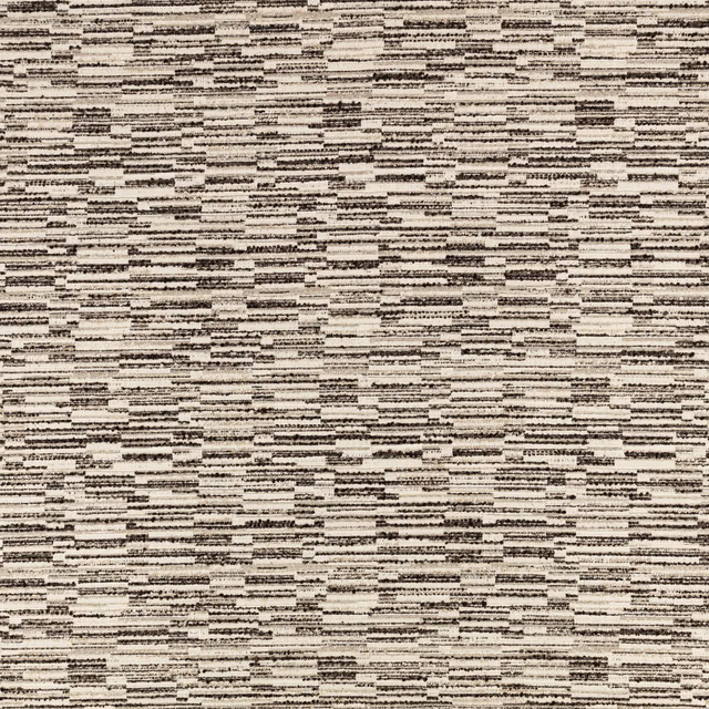 Charcoal and ivory woven textile with broken horizontal bars and flecked texture