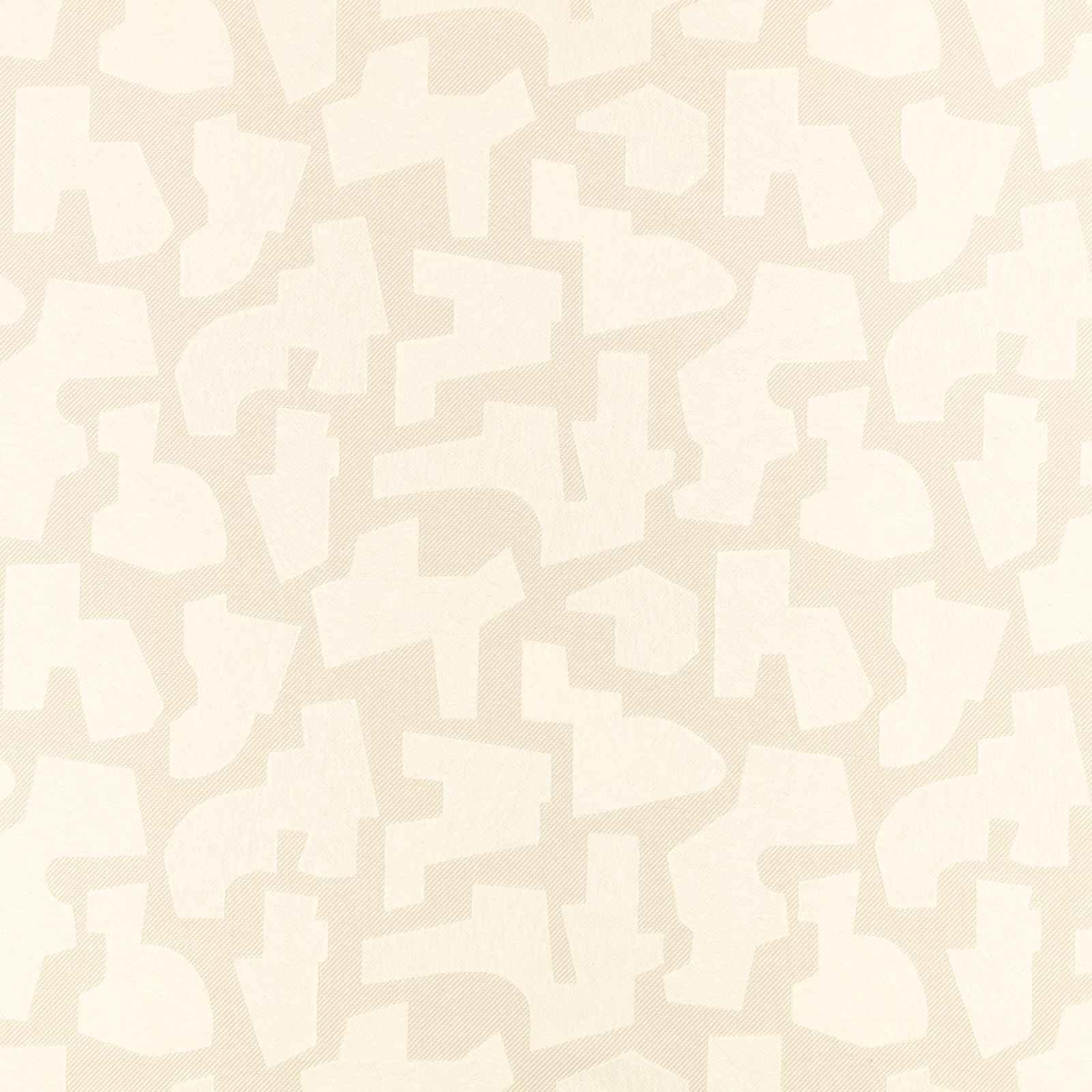 Ivory and cream fabric with softly textured interlocking geometric shapes