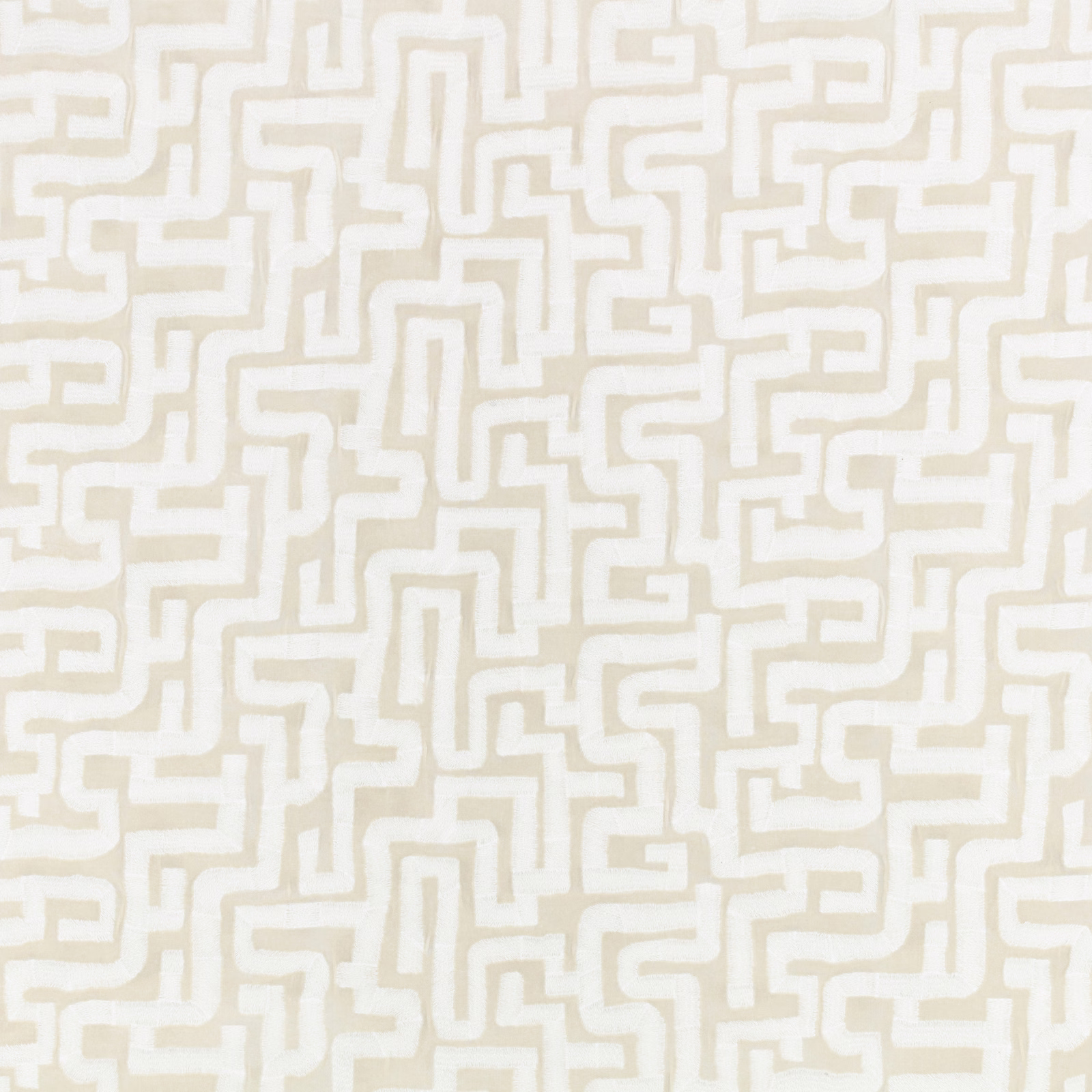 Ivory cream textile with softly irregular interlocking maze lines and subtle tonal texture