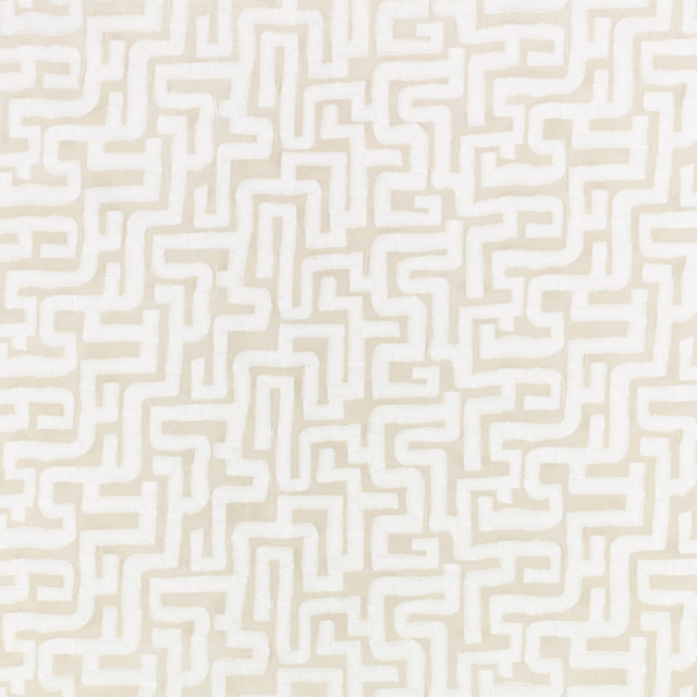 Ivory cream textile with softly irregular interlocking maze lines and subtle tonal texture