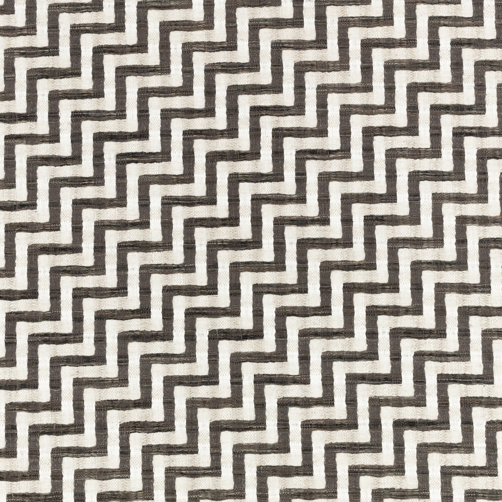 Ivory and charcoal stepped ladder pattern with a tactile woven surface