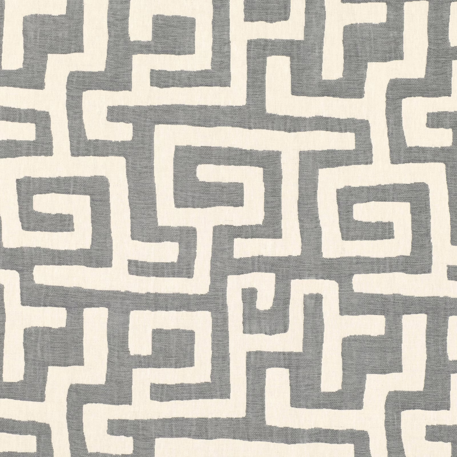 Cool seal-grey and cream woven maze pattern with softly irregular texture