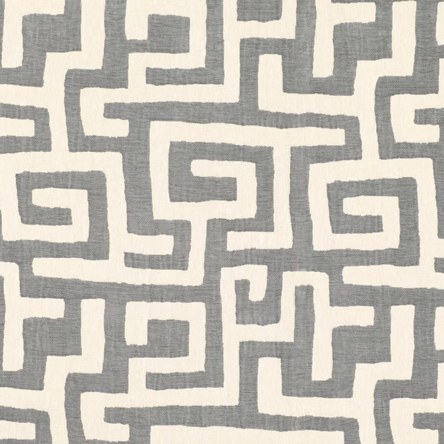 Cool seal-grey and cream woven maze pattern with softly irregular texture