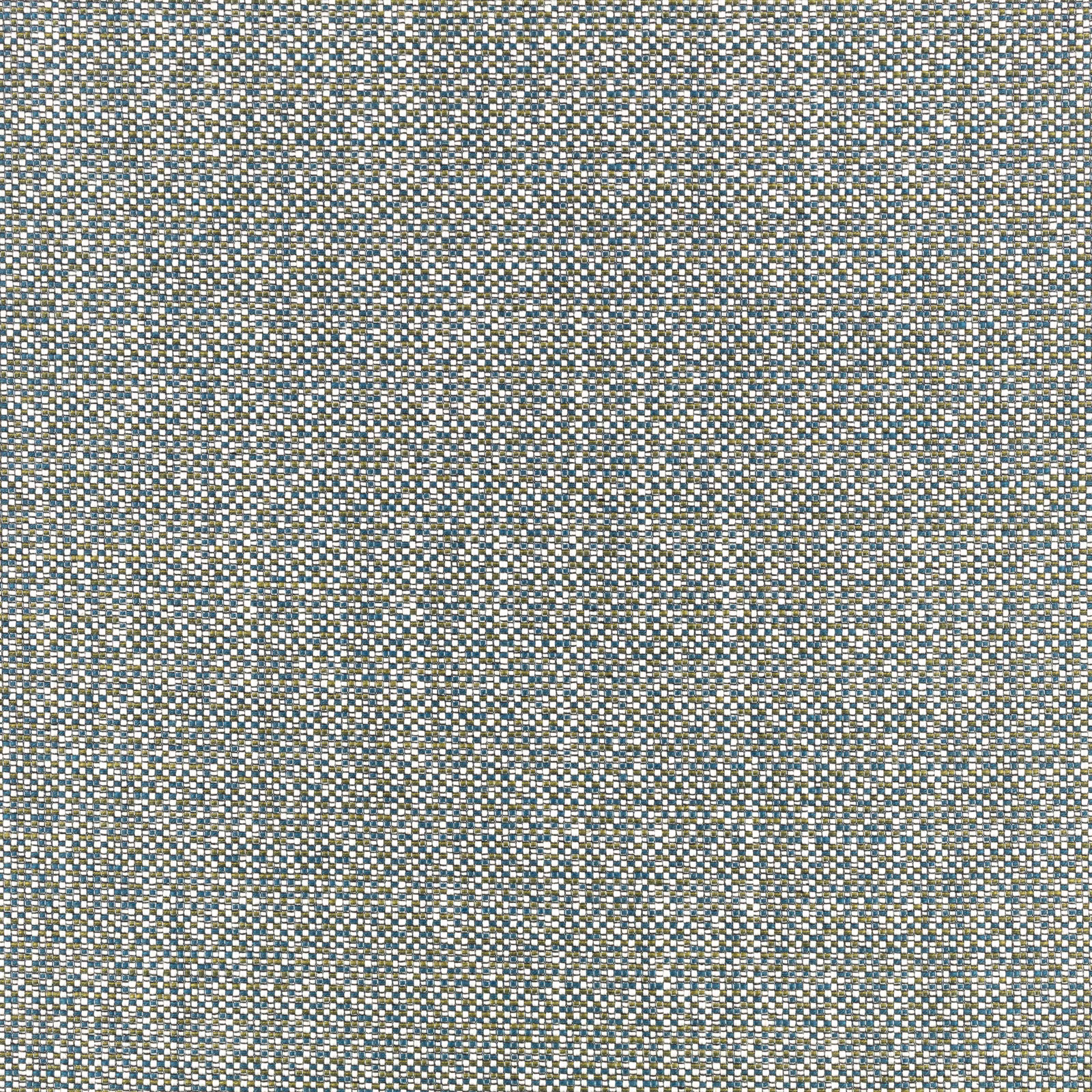 Muted blue-grey micro-check weave with cream and taupe flecks in close view