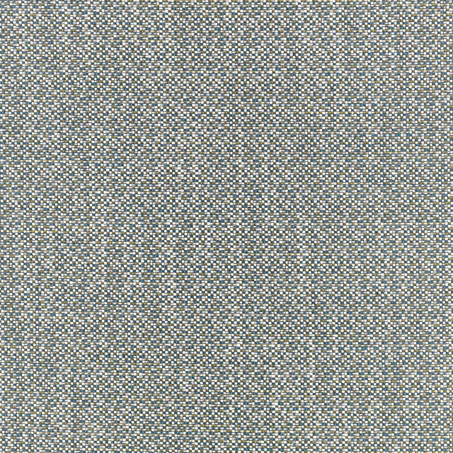 Muted blue-grey micro-check weave with cream and taupe flecks in close view