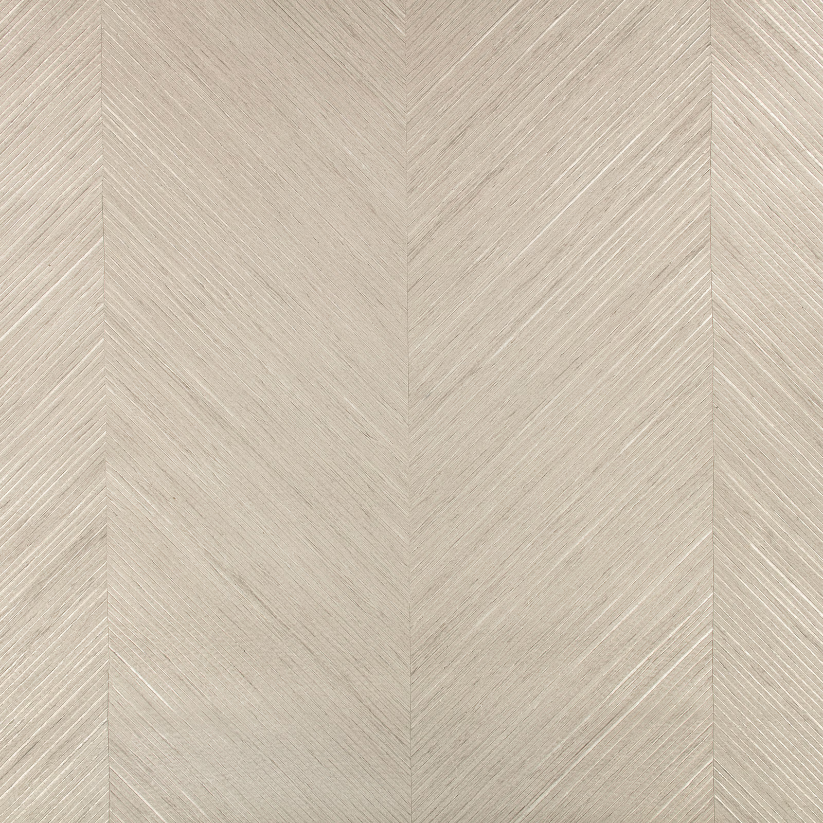 Silver grey wallcovering with fine angled striations forming broad chevron panels
