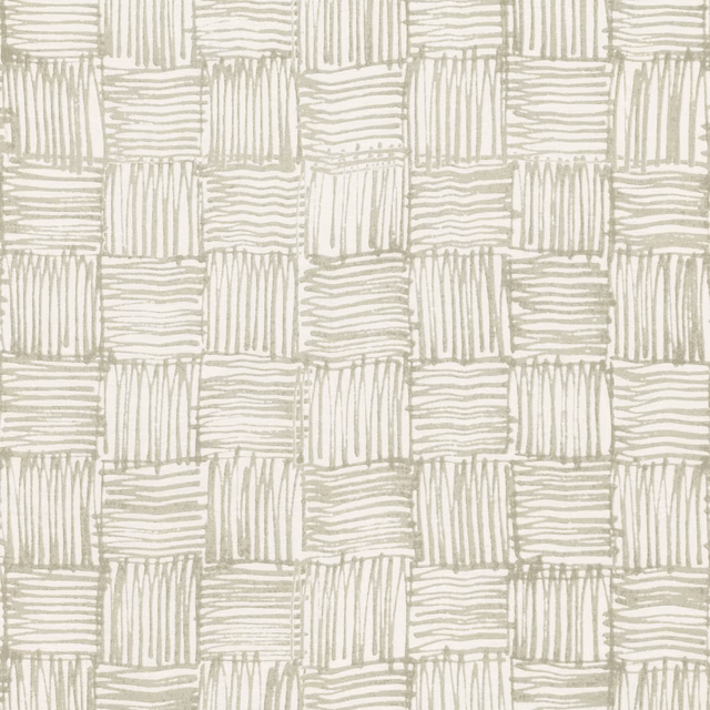 Ivory fabric with muted sage-grey blocks of alternating vertical and horizontal linework