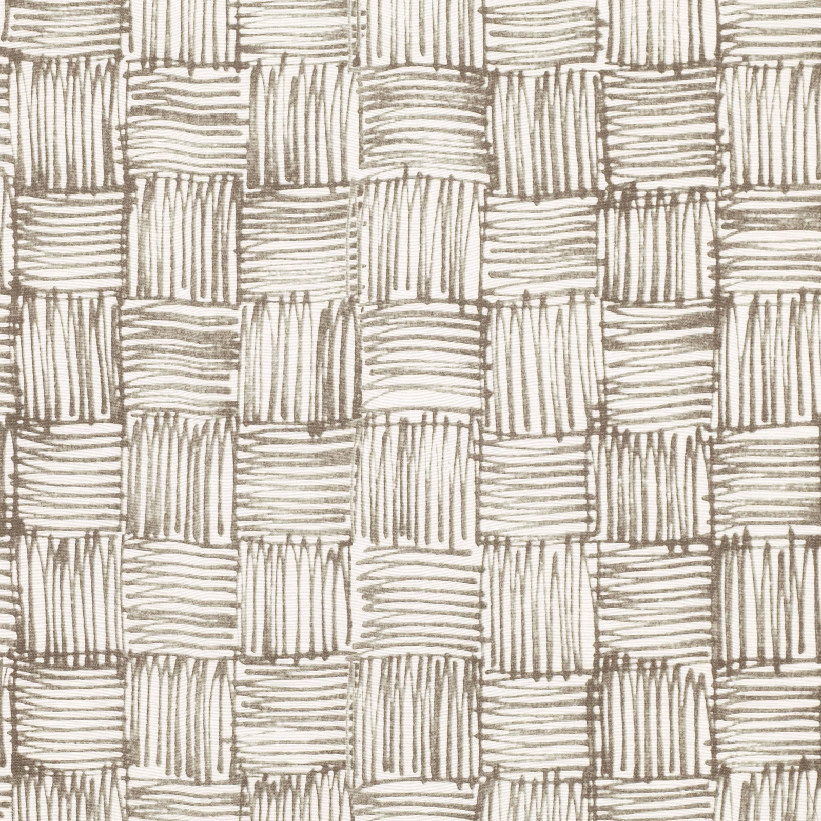Muted taupe and ivory interlocking rectangular linework on a fabric swatch