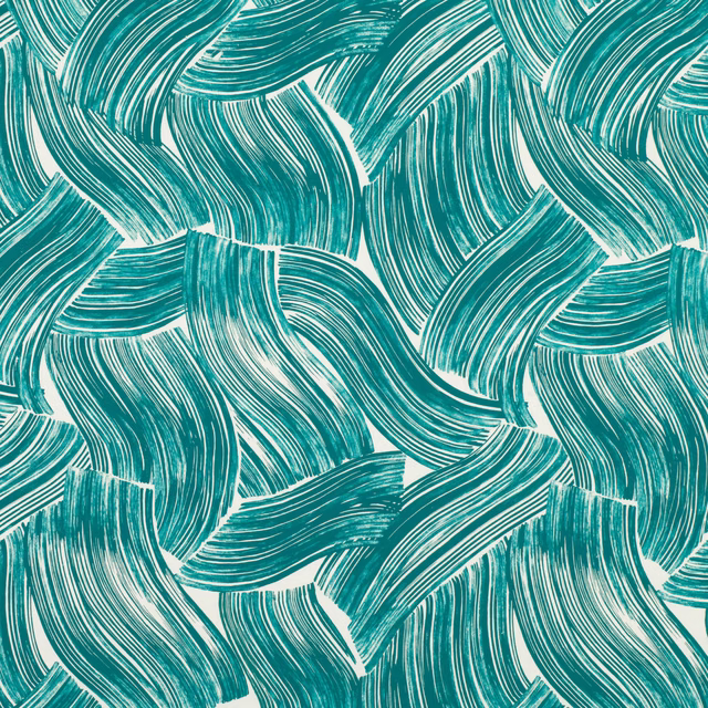 Cool lagoon-teal sweeping brushstrokes layered over a pale ground