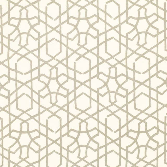 Cream textile with pale taupe interlocking lattice and softly woven surface