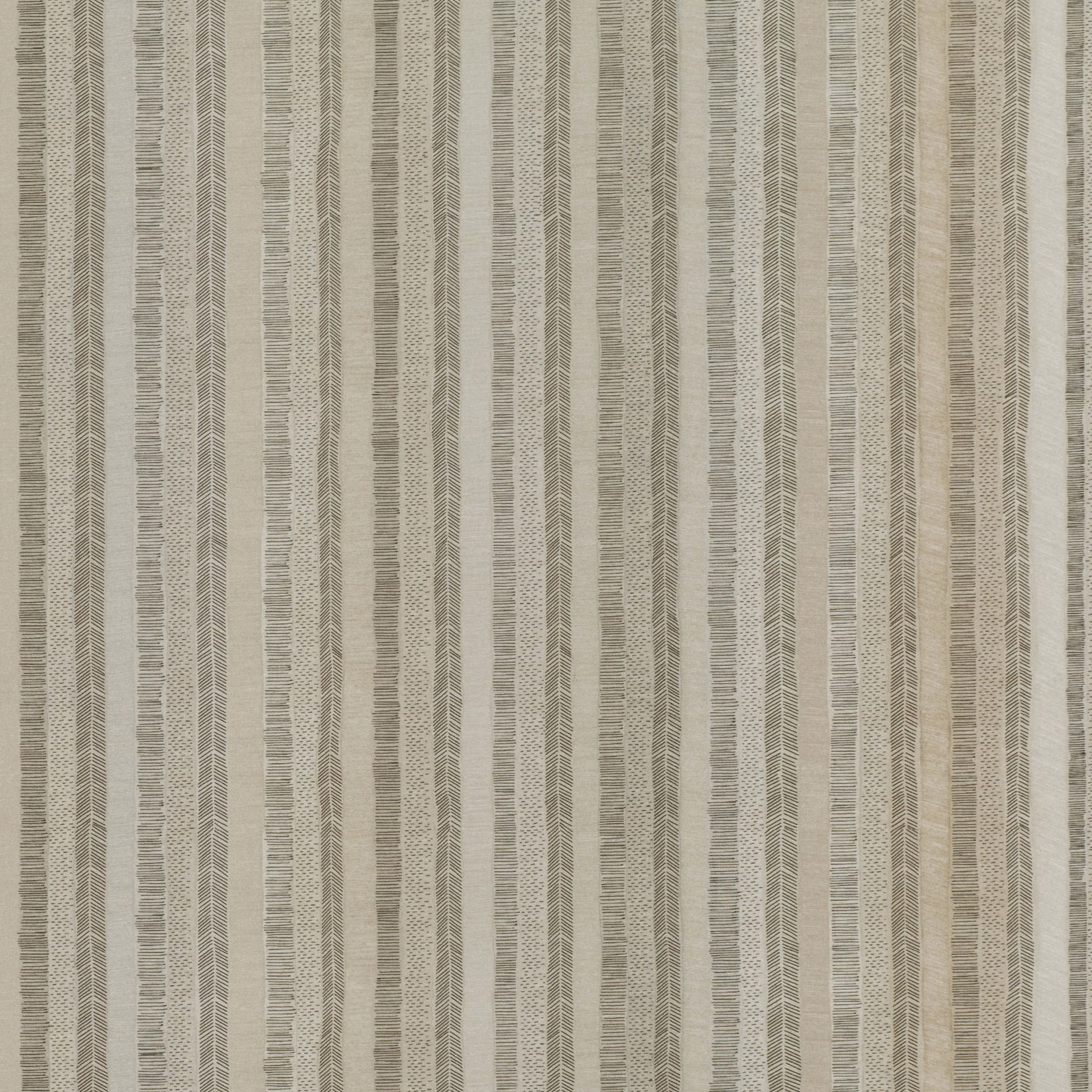 Muted taupe and ivory vertical stripe with fine woven chevron texture
