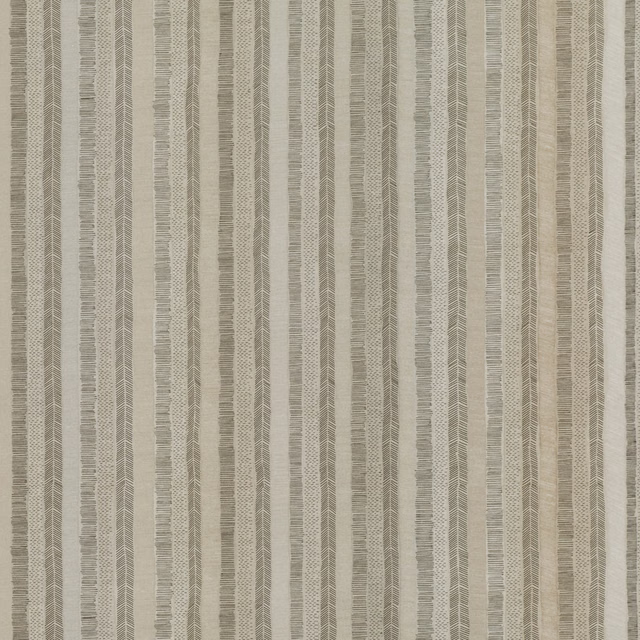 Muted taupe and ivory vertical stripe with fine woven chevron texture