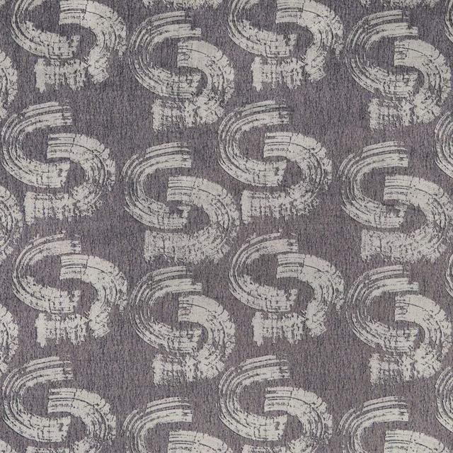 Smoky taupe-grey fabric with distressed pale loop motifs and vertical woven texture