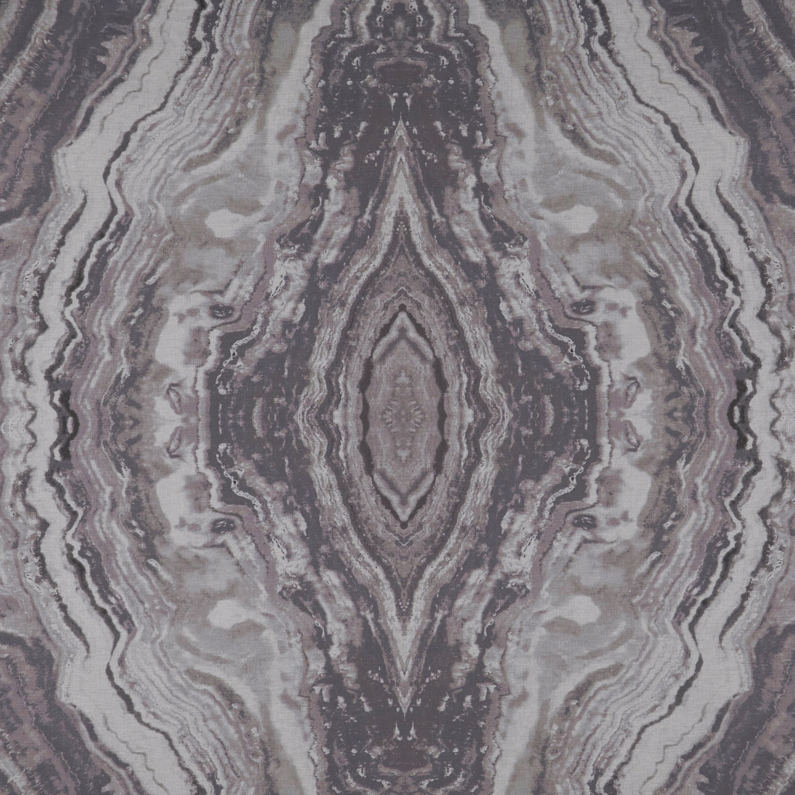 Mirrored agate-like fabric in cool tungsten grey, charcoal and pale stone striations