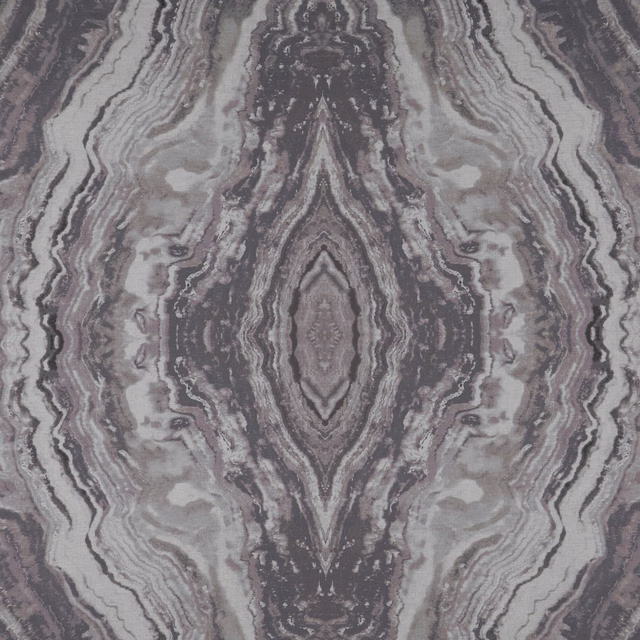 Mirrored agate-like fabric in cool tungsten grey, charcoal and pale stone striations