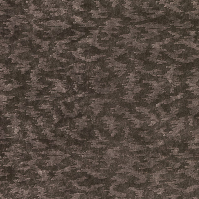 Dark driftwood taupe fabric with smoky grey abstract mottled marks and textured surface