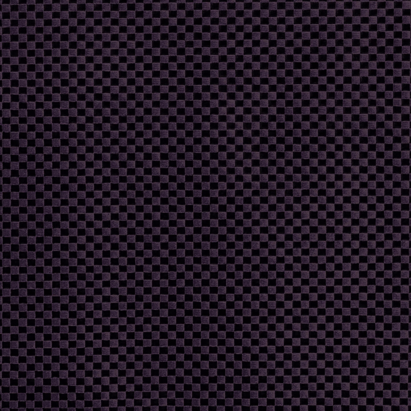 Deep charcoal-purple fabric with a fine tactile black-and-purple check weave