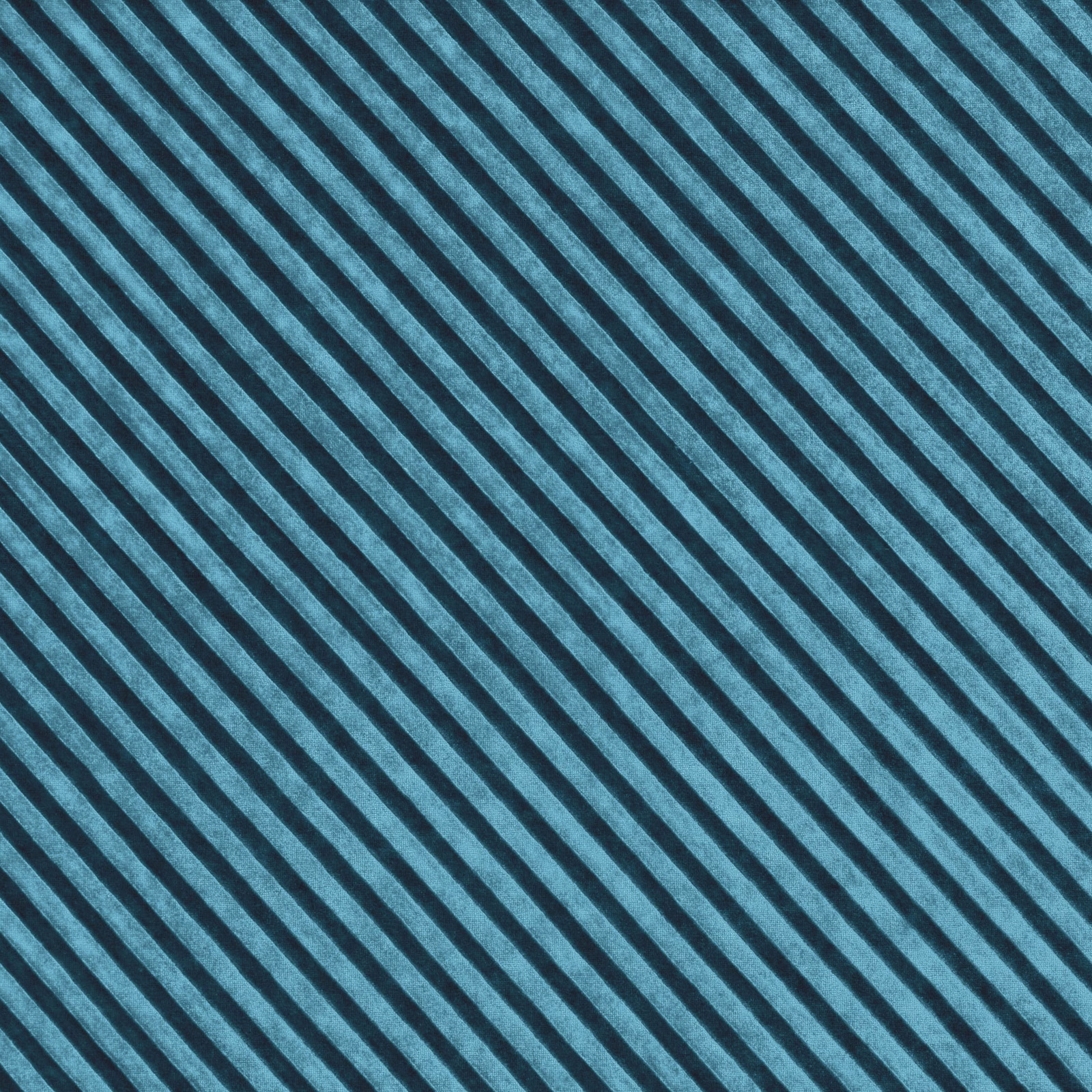 Blue-teal diagonal stripe fabric with dark bands and a softly textured weave