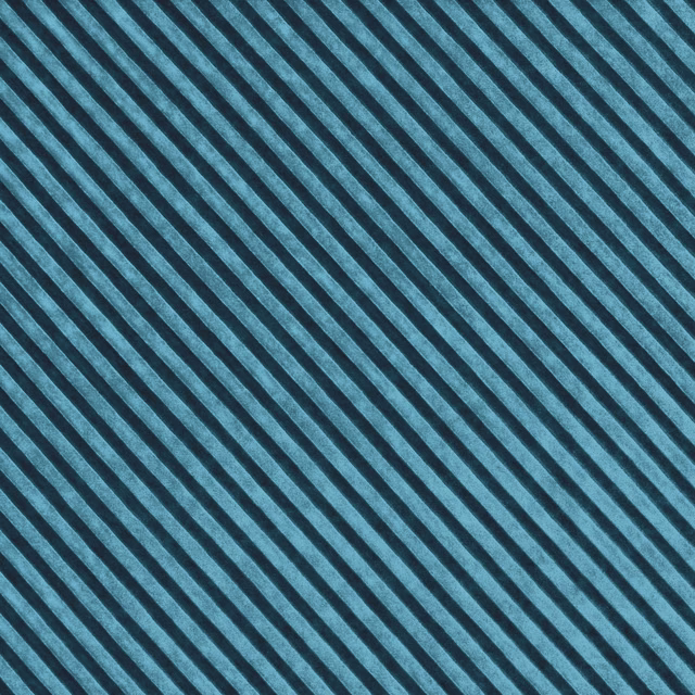Blue-teal diagonal stripe fabric with dark bands and a softly textured weave