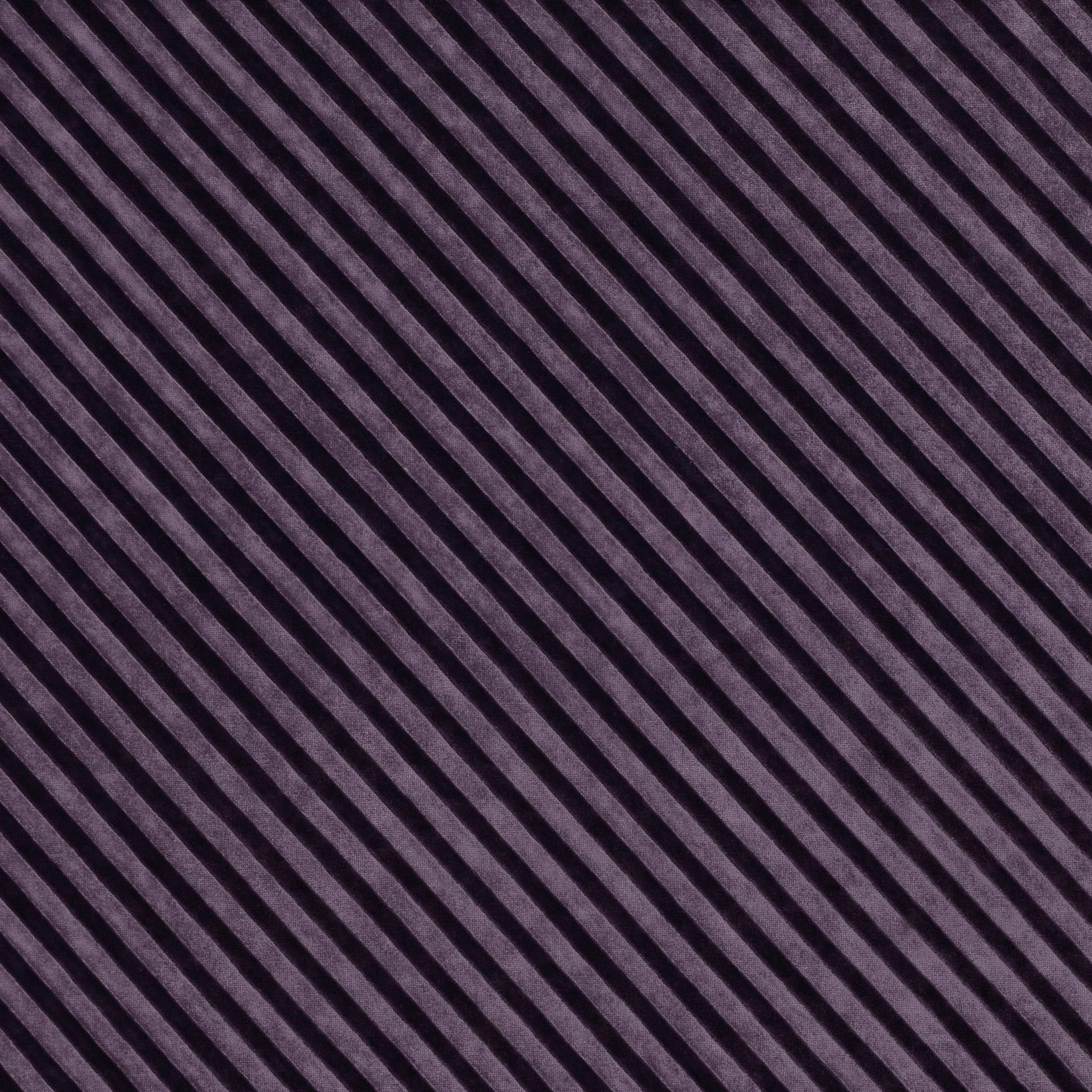 Charcoal plum fabric with narrow diagonal stripes and a softly lustrous texture