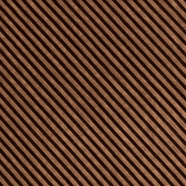 Warm cognac-brown fabric with dark diagonal stripes and a textured woven surface