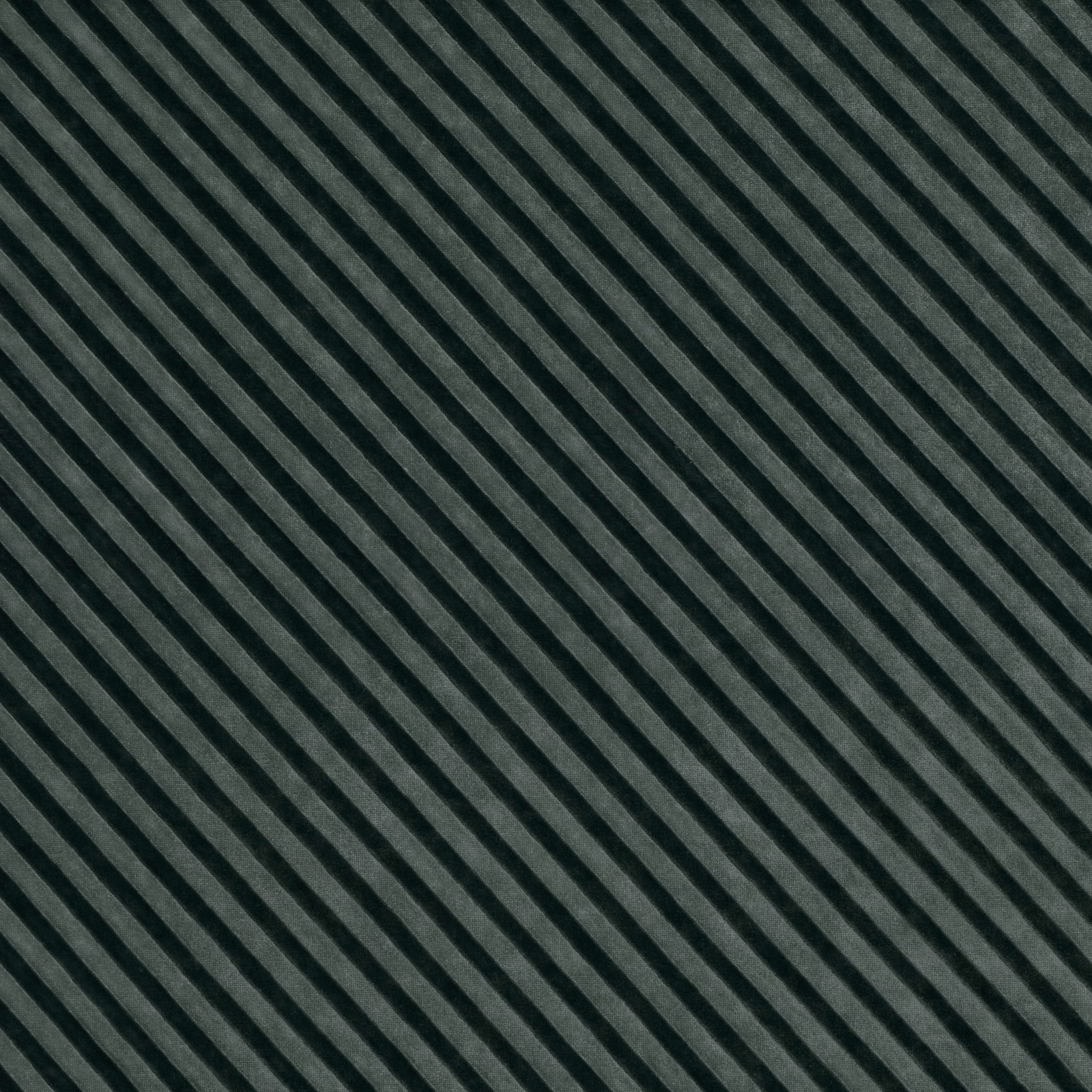 Deep charcoal-teal textile with narrow diagonal stripes and a softly ridged surface