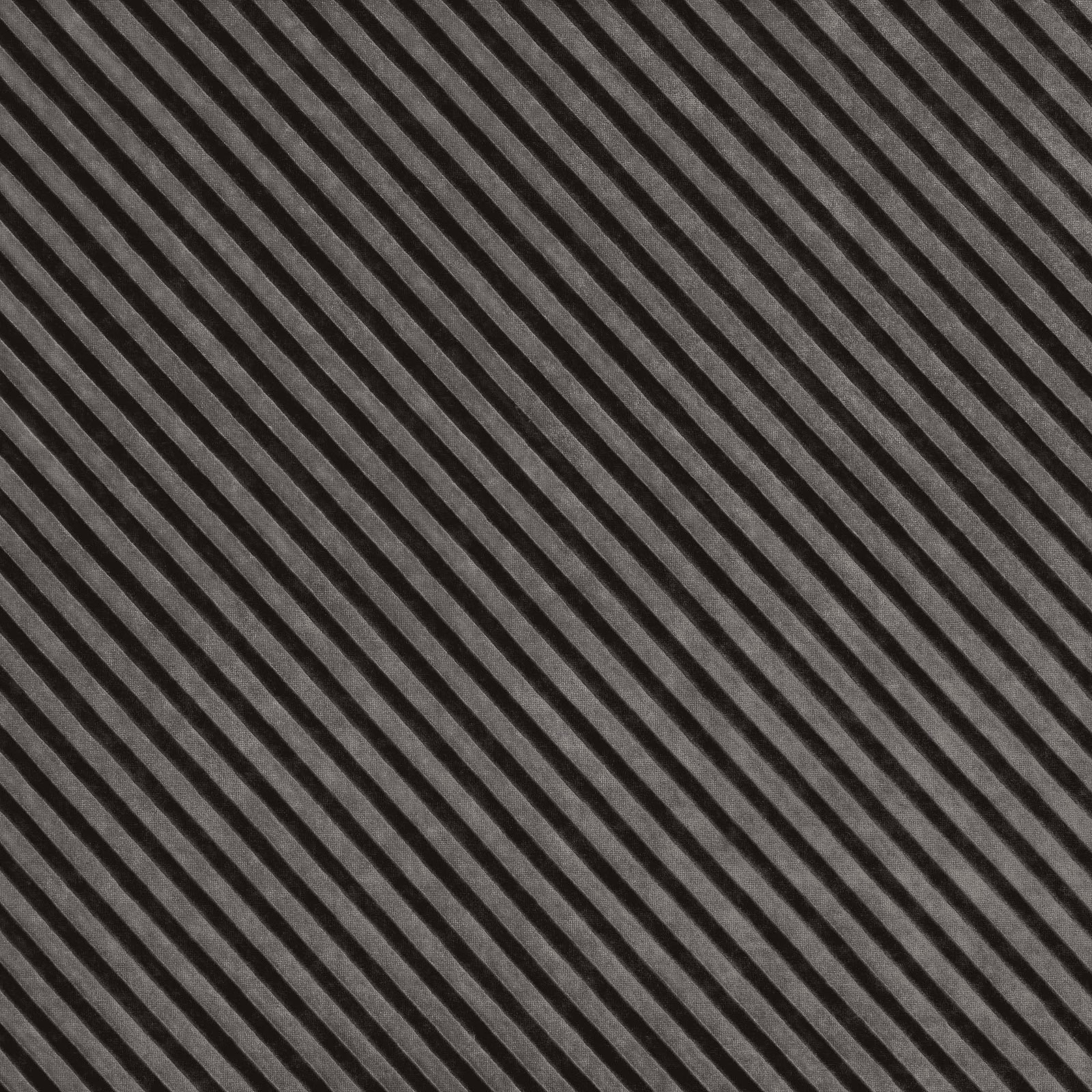Dark tungsten grey fabric with closely spaced diagonal charcoal stripes and subtle surface texture