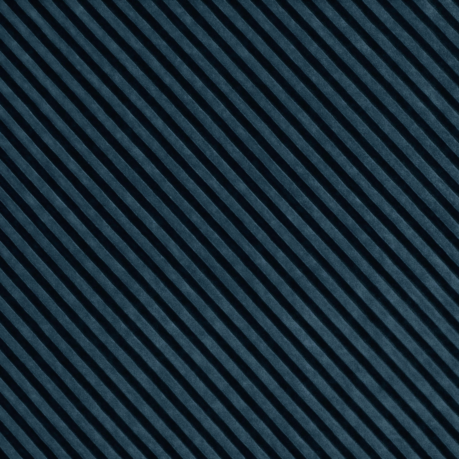 Midnight-blue and charcoal textile with close diagonal stripes and subtle surface texture