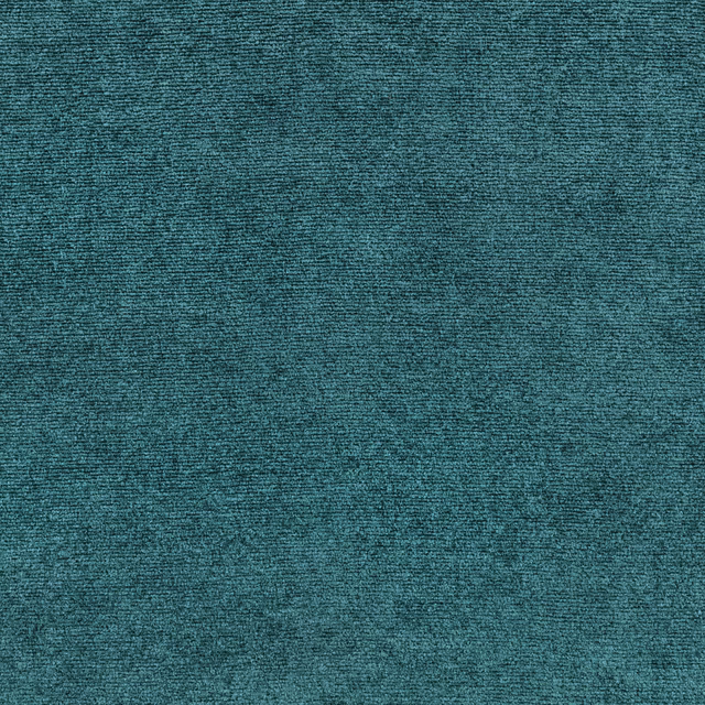 Close-up of electric teal textile with fine mottled nap and shadowed tonal variation