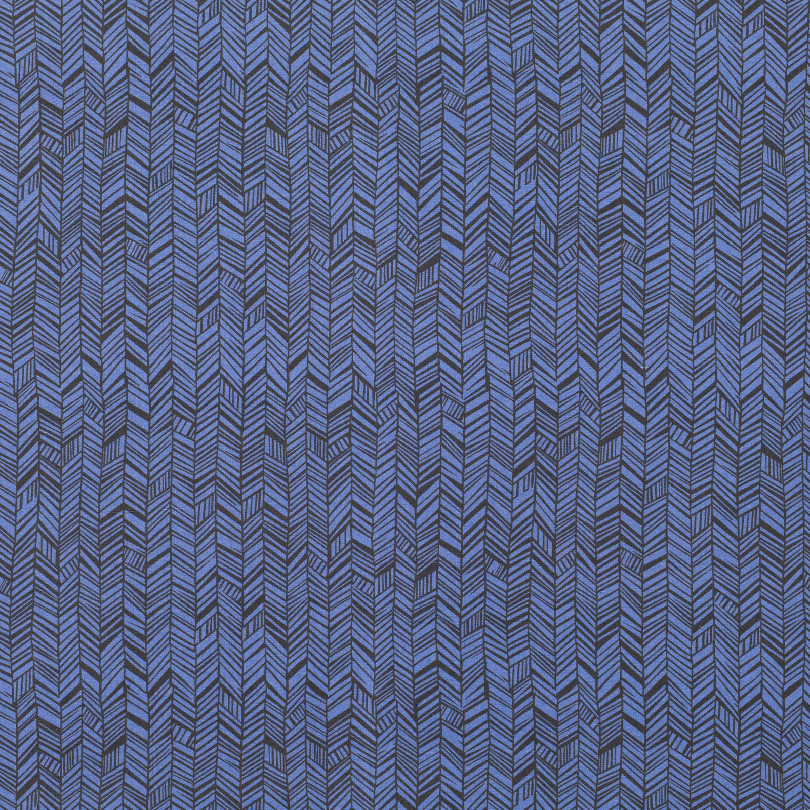 Lapis-blue fabric with fine charcoal vertical chevron weave