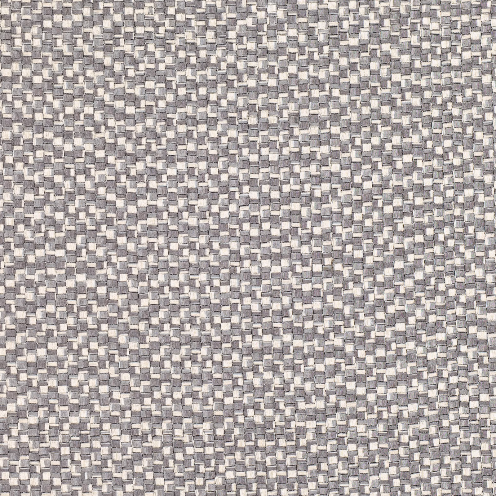 Close-up of cool graphite-grey woven fabric with a small pale checked texture