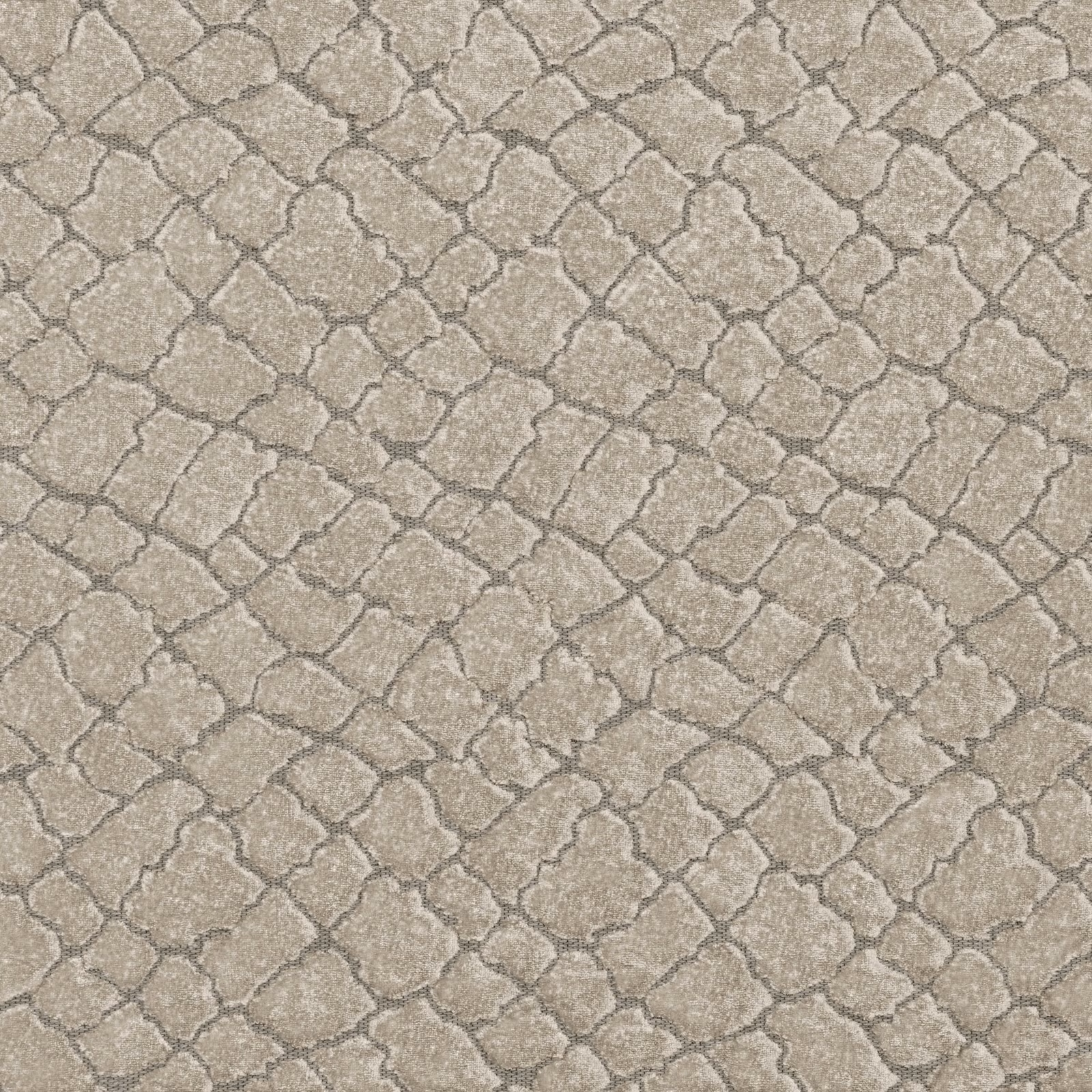 Warm taupe fabric with a softly textured, irregular interlocking lattice weave