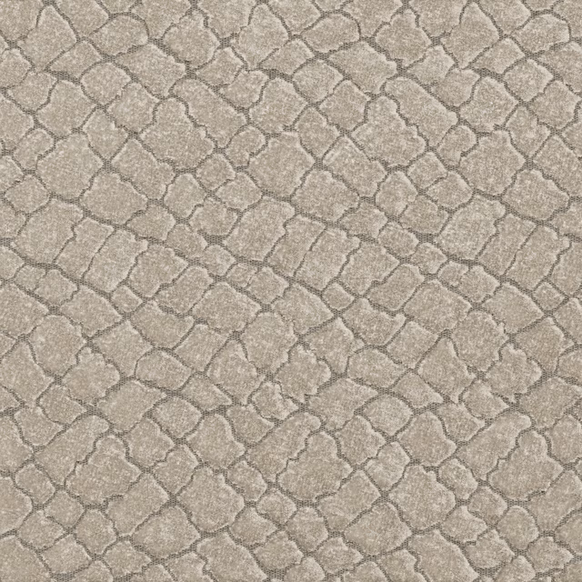 Warm taupe fabric with a softly textured, irregular interlocking lattice weave