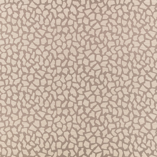 Warm taupe textile with dense cream pebble shapes and a finely woven surface