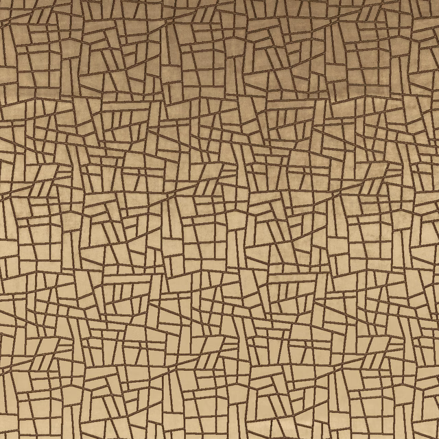 Warm tobacco-brown fabric with a dense dark angular grid motif