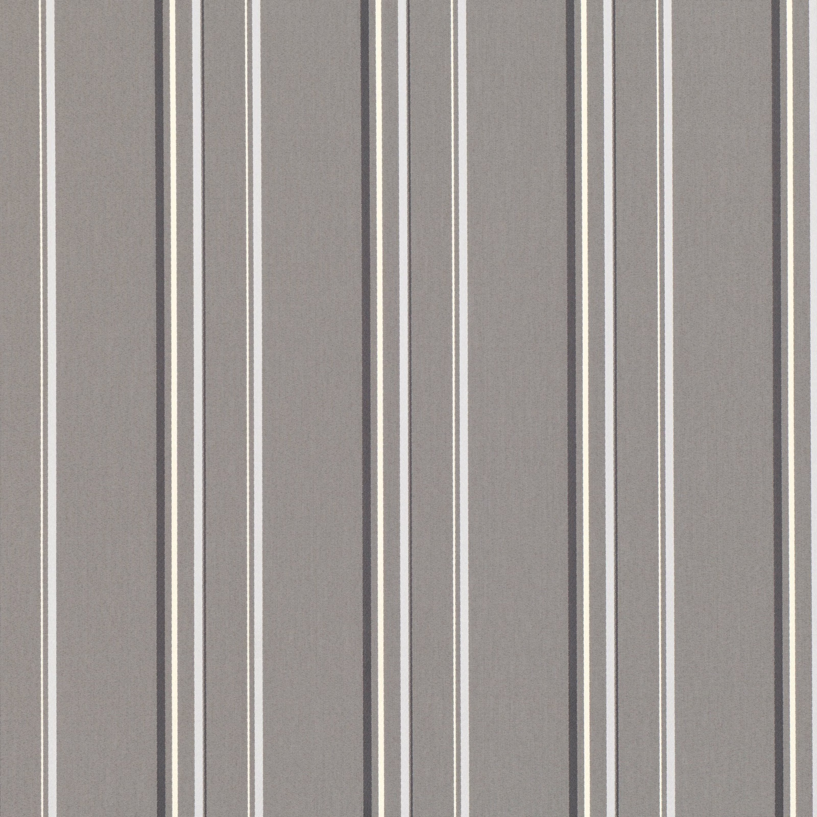 Smoky grey woven fabric with alternating ivory and charcoal vertical stripes