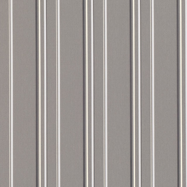 Smoky grey woven fabric with alternating ivory and charcoal vertical stripes