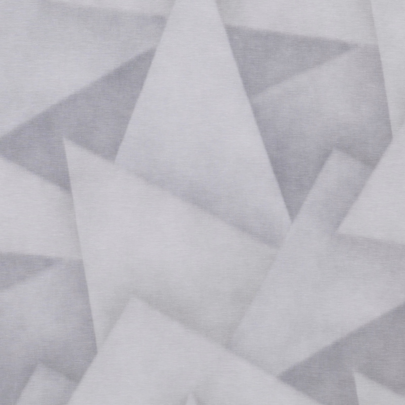 Pale frost-grey fabric with overlapping angular geometric facets and fine horizontal weave